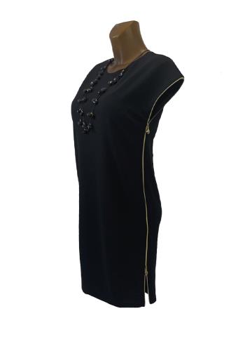 Dámské šaty ZIPPER UNI černé - zlatý zip 46